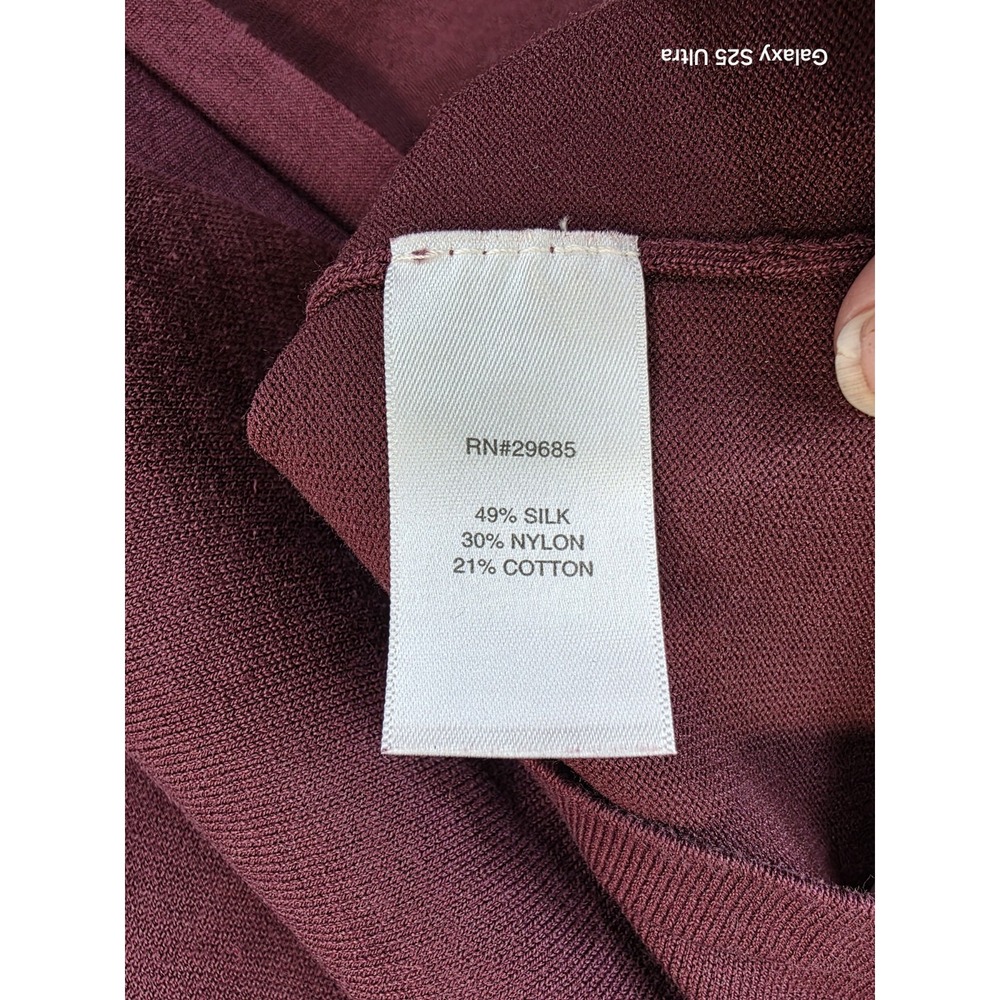 Pendleton Mock Neck Long Sleeve Top Large‎ Burgandy Silk Blend Classic Layering - Picture 5 of 6
